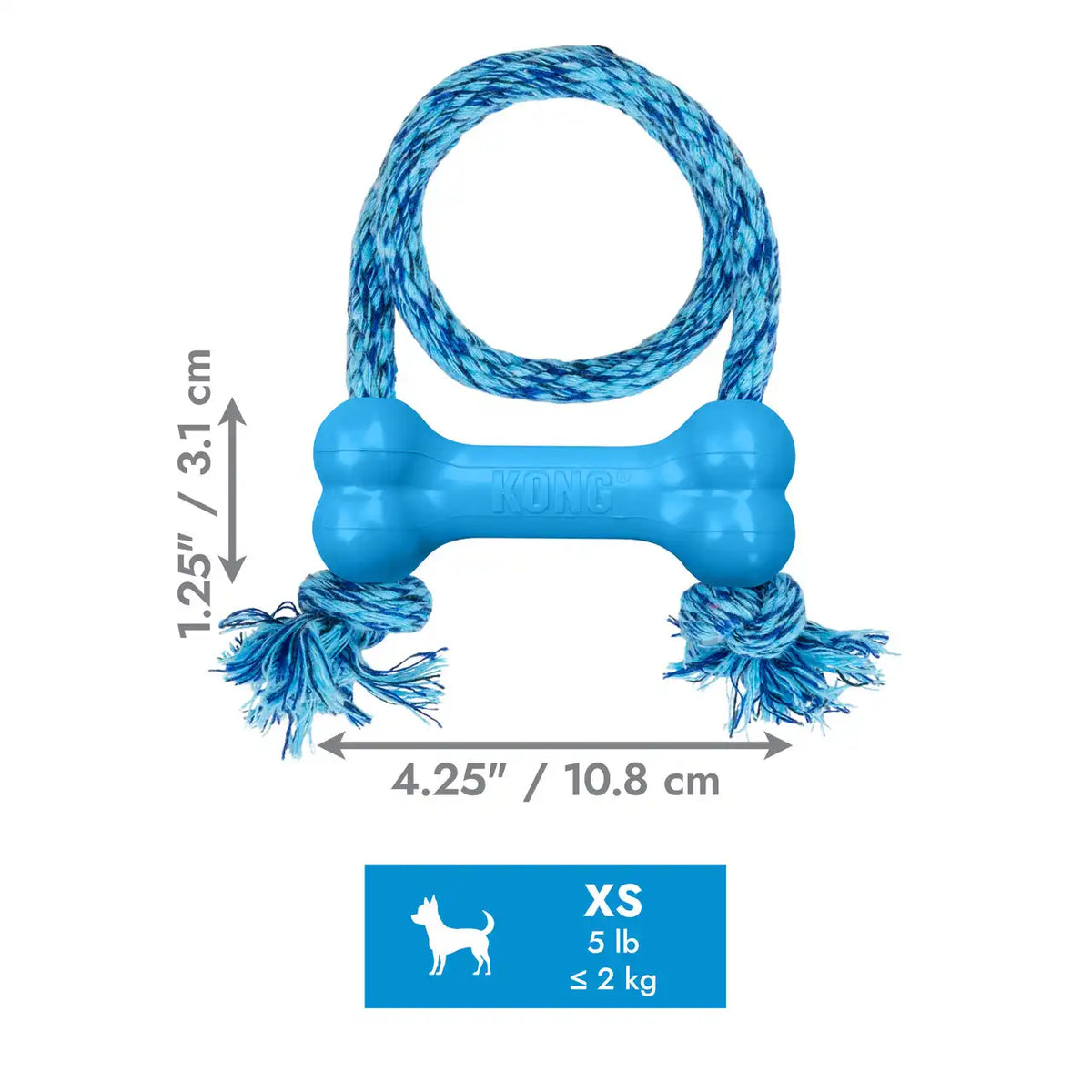KONG Puppy Goodie Bone w/ Rope Blue