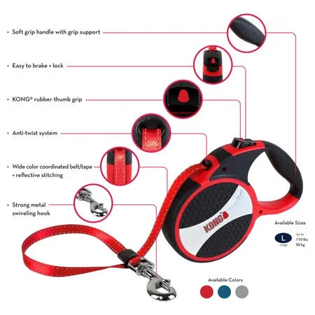 KONG Retractable Leash Explore Red